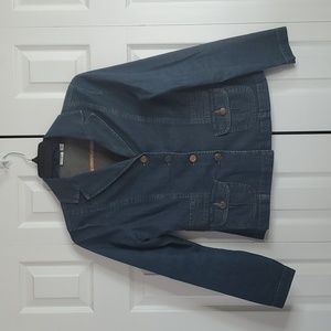 Cato Denim Jacket Pockets  Cinch Waist Style Pleated Boho